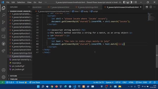 JavaScript String Search Methods Tutorial  JavaScript Tutorial Step by step in Hindi 9