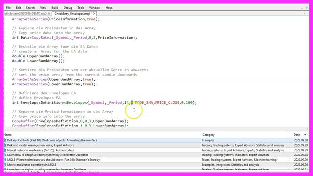 MQL5 TUTORIAL - PLATIN SYSTEM - ENVELOPES ENTRY SIGNAL
