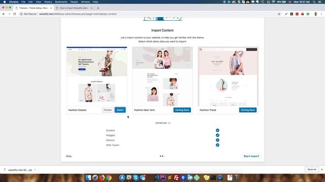 Import Starter Site On Woostify WooCommerce Theme
