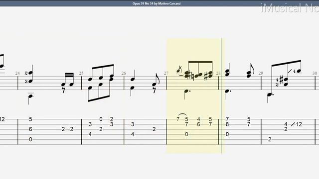 Guitar TAB - Matteo Carcassi : Opus 59 No 34 Waltz In D | Tutorial Sheet Lesson #iMn