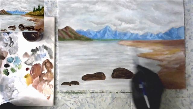 Художники от слова ХОРОШО! Горный пейзаж. Акрил. Mountain Landscape. Acrylic.