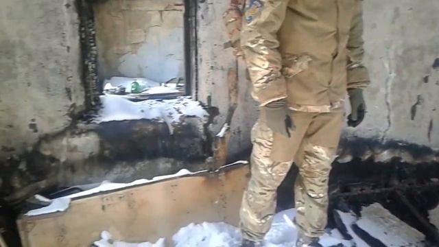 Сгоревший дом АТОвца в селе Гертопы