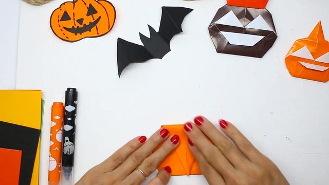 ПОДЕЛКИ на ХЭЛЛОУИН из бумаги для ДЕТЕЙ. Тыква оригами на Хэллоуин/ Halloween decor