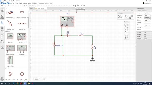 A simple tutorial for circuit simulator program EasyEDA and AC circuit analysis