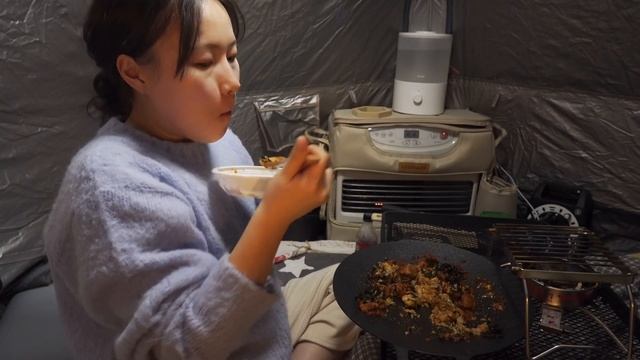 겨울에 원터치텐트로 동계캠핑하기(with.눈썰매) | 작지만 아늑해요 | 솔로캠핑 | 반려견동반캠핑 | 아미골캠핑장