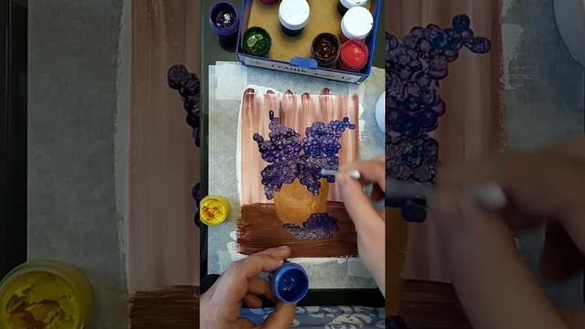 Букет сирени гуашью.