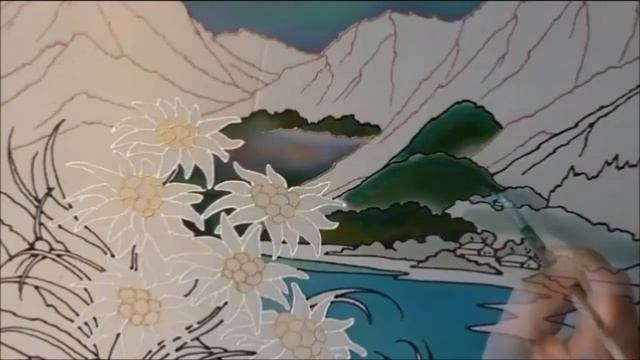 Silk Art. Spring In The Alps. Seidenmalerei. Батик 