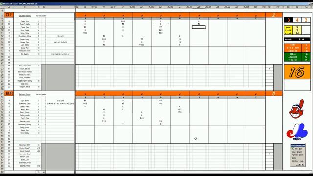 Strat-O-Matic Baseball EXCEL 1969-72 Game 529 Indians At Expos