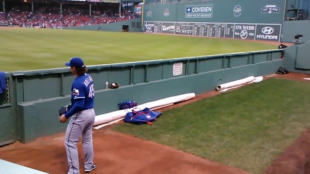 Derek Holland Warming Up In Fenway Park