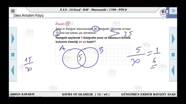 10/EİS, 8. Föy, JET Konu A, Olasılık
