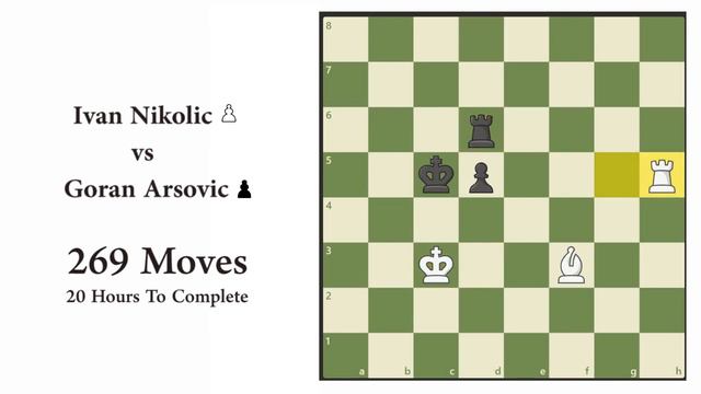 Ivan Nikolic Vs. Goran Arsovic | Longest Chess Game 269 Moves