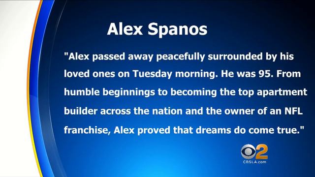 Chargers Owner Alex Spanos Dies At Age 95