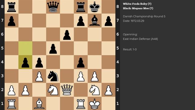 Frode Soby - Mogens Moe | East Indian Defense | 1972