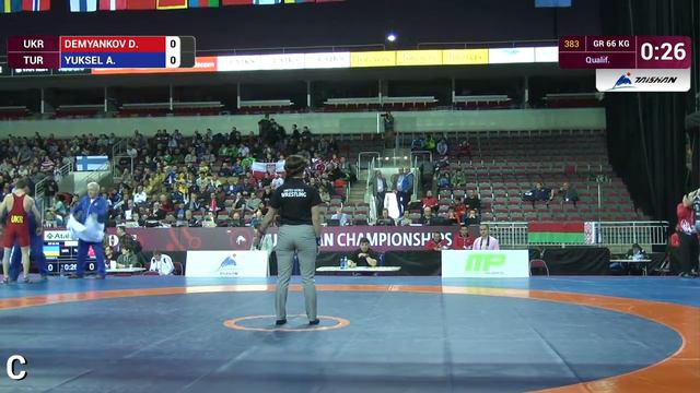 Qual. GR - 66 Kg: D. DEMYANKOV (UKR) Df. A. YUKSEL (TUR), 3-1