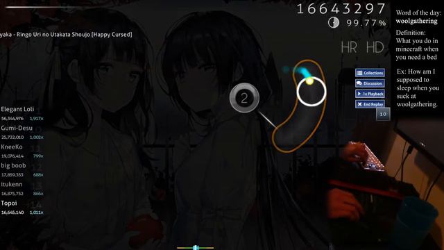 Osu! Liveplay | (465pp) Kanda Sayaka - Ringo Uri No Utakata Shoujo [Happy Cursed] +HDHR