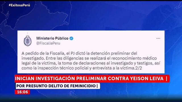 🔴🔵Inician Investigación Preliminar Contra Yeison Leyva Por Presunto Delito Por Feminicidio