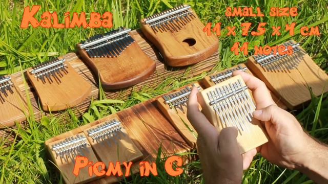 Kalimba 11 Notes G Pigmy Pentatonic Tremplin Small Size 100% Craft Handmade, Oak Wood Body