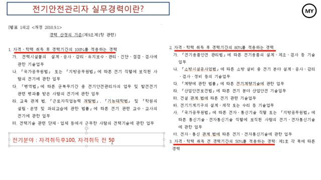 (선임할 때 필요한)전기안전관리자의 실무경력이란?