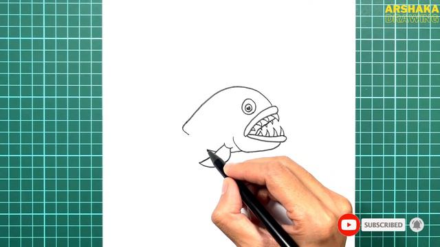 How To Draw Piranha Easy Step By Step | Fish Drawing For Beginners | Arshaka Drawing