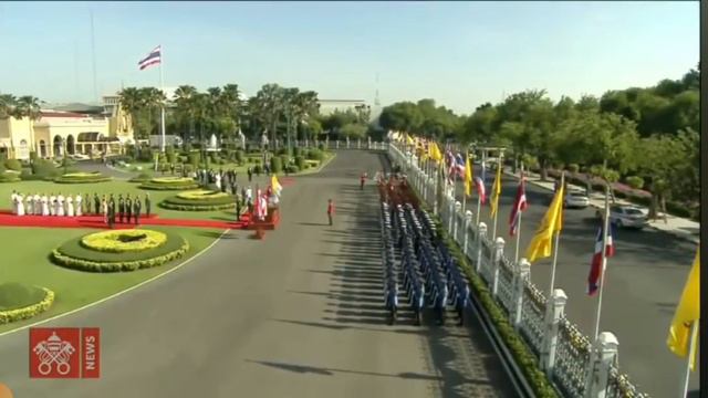 Pope Francis Is Welcomed By Thai Prime Minister Prayuth Chan-ocha As He Arrives At Government House