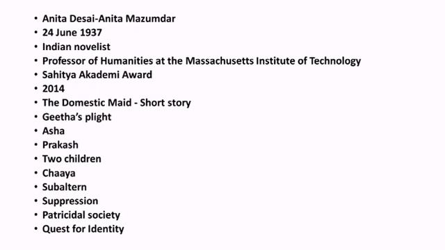 The Domestic Maid By Anita Desai Summary In Tamil