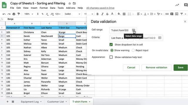 Google Sheets - Sorting And Filtering Data