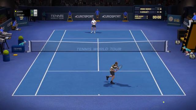 Tennis World Tour - Andre Agassi Vs Richard Gasquet - PS4 Gameplay