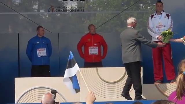 M Discus Medal Ceremony, EC 2012 Helsinki - Gerd Kanter SILVER