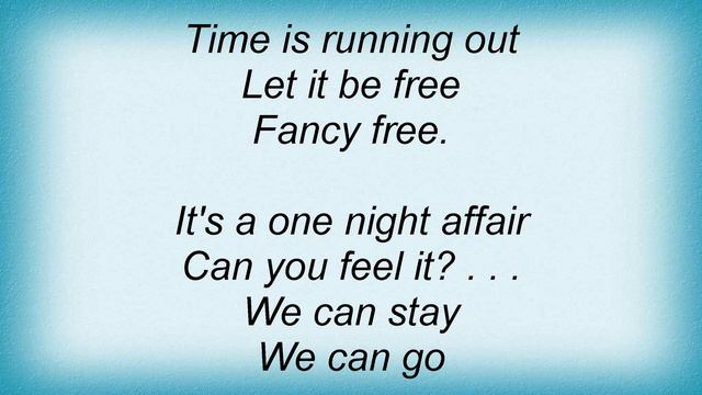 Spargo - One Night Affair Lyrics