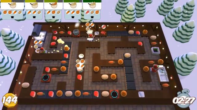 Overcooked Festive Seasoning 1-3 3 Player 3 Stars Coop Score 336