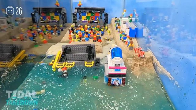 Wave Machine VS. Lego Rock Concert - Tsunami Disaster - Dam Breach Experiment - Lego City Flood