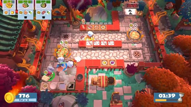 Overcooked! 2 - 4 PLAYERS, 4 STARS!!! - Level 1-7 - Seasonal Update DLC (Chinese New Year)