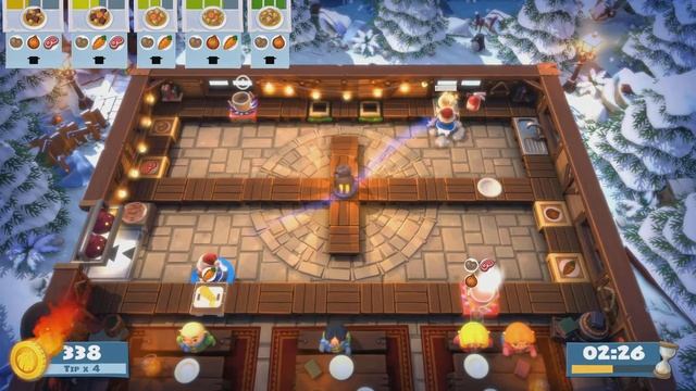 Overcooked! All You Can Eat: Festive Seasoning Level 1-4 4 Stars Solo