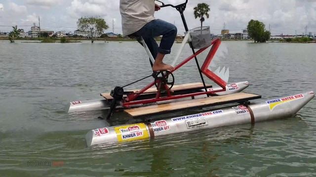 Coo!! Testing New System Pulley & Belt Power For Water Bike Pedal Drive