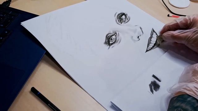 Рисование портрета углем таймлапс | Portrait Drawing With A Coal Time Lapse