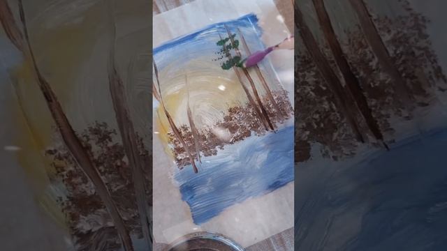 Зимний пейзаж зубной щеткой!