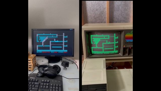 Loderunner running on my Raspberry Pi Pico 6502 emulator and an Apple II side by side