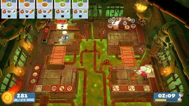 2P Overcooked 2 DLC Night Of The Hangry Horde 3-2