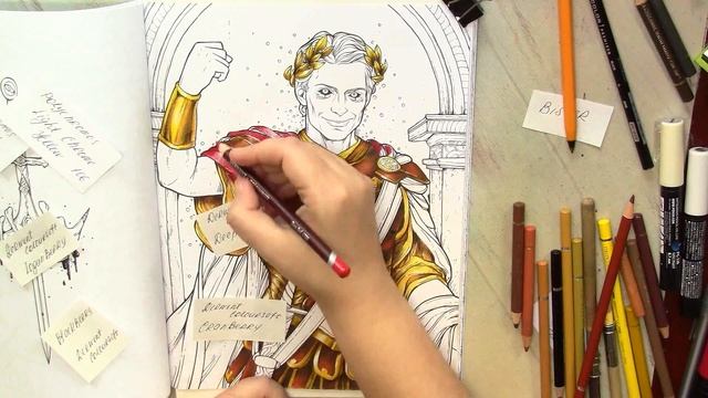 Julius Caesar. Part 2 #Coloring In 'Dark Queen & King' With Polychromos #adultcoloring