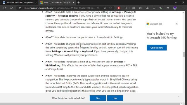 June 27, 2023—KB5027303 OS Build 22621 1928 Preview   Microsoft Support And 1 More Page   Personal