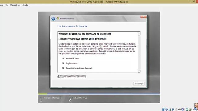 Instalación De Windows Server 2008 En VirtualBox