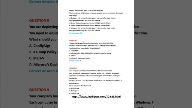 [Latest Questions] New Microsoft Windows Client 70-686 Dumps Exam Real Answers Demo