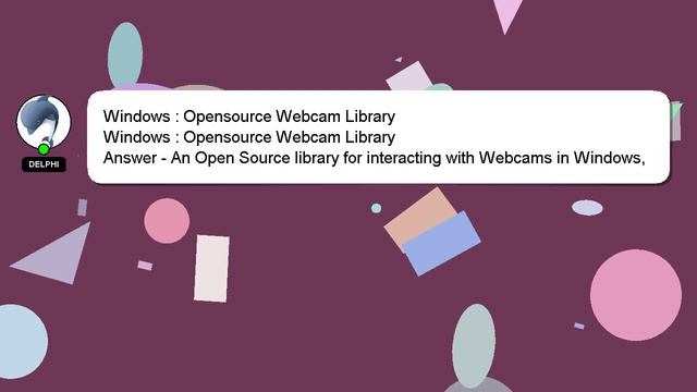 Windows : Opensource Webcam Library