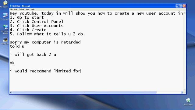 How To Create A New User Account In Windows Xp Part 2