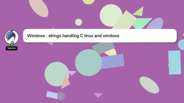 Windows : Strings Handling C Linux And Windows