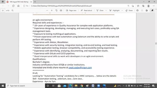 10th August  PAN India Testing Jobs | Automation Testing & Manual Testing Jobs | Manual Testing