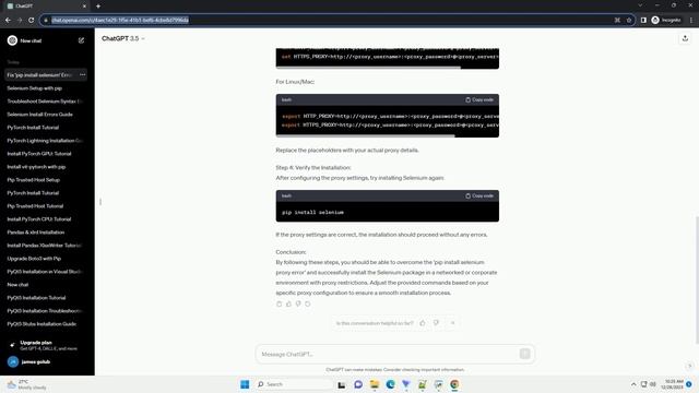Pip Install Selenium Proxy Error