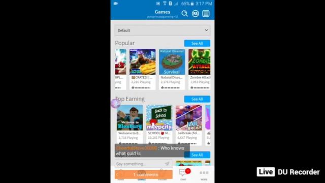 My Roblox Livestream Using DU Recorder