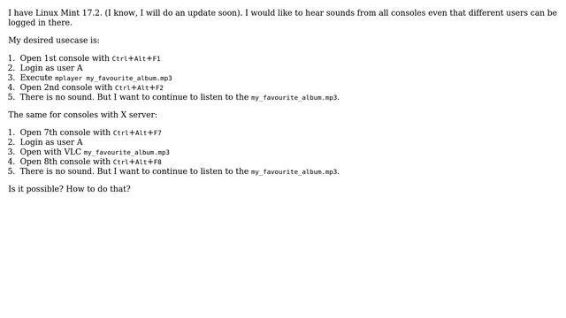 How To Hear The Sound From Other Consoles In Linux?
