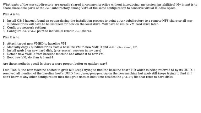 Unix & Linux: What Is The Proper Way Of Sharing The /usr Subdirectory?